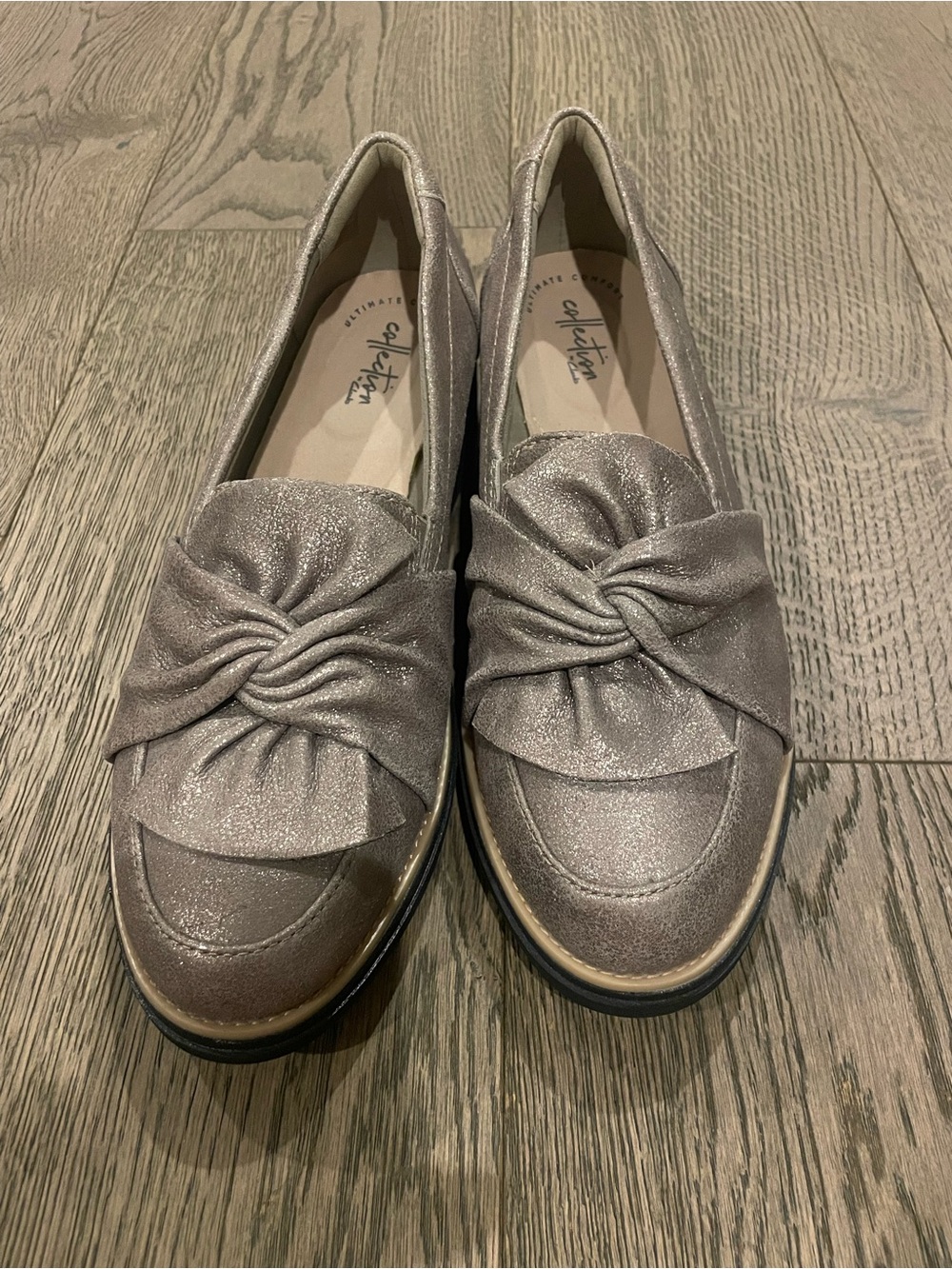 Clarks Women's Shimmery Bronze Knot Loafers